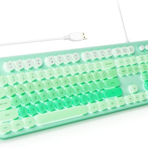 Backlit Retro Typewriter Style Keyboard Cute Full Size LED Illuminated
