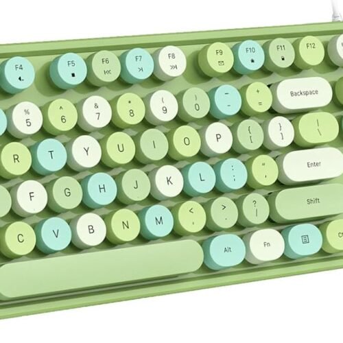 Retro Typewriter Style Wired Office Keyboard with Round Keycaps