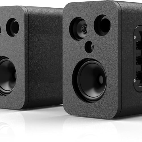 Active Bluetooth Bookshelf Speakers Wooden Cabinet with 3D Surround Sound