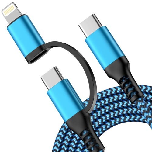 USB C to Lightning and USB C Cable 2 in 1 Multi Charging Cable