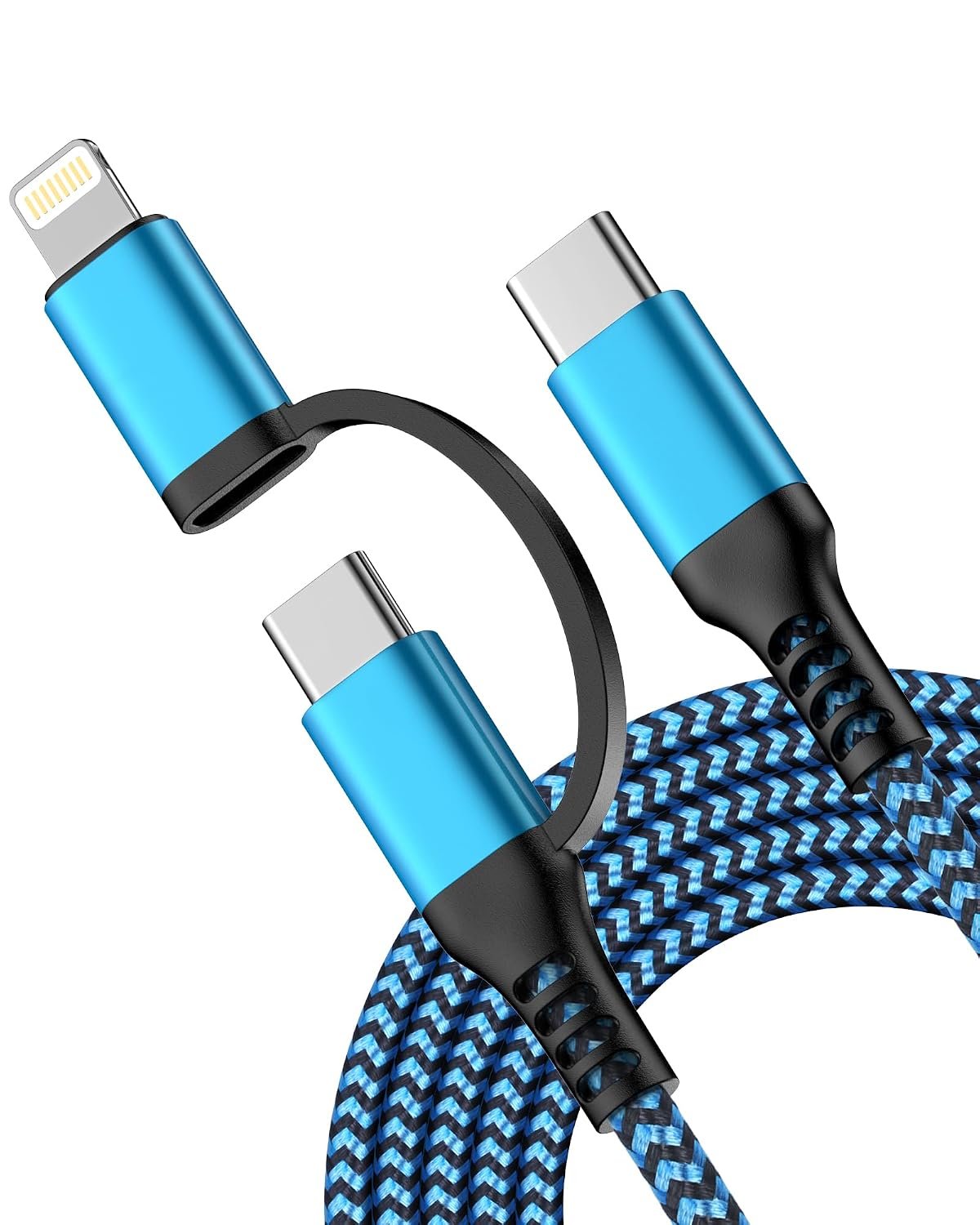 USB C to Lightning and USB C Cable 2 in 1 Multi Charging Cable