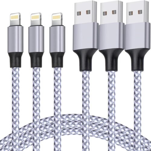 Phone Charger MFi Certified Lightning Cable 3PACK Nylon Braided